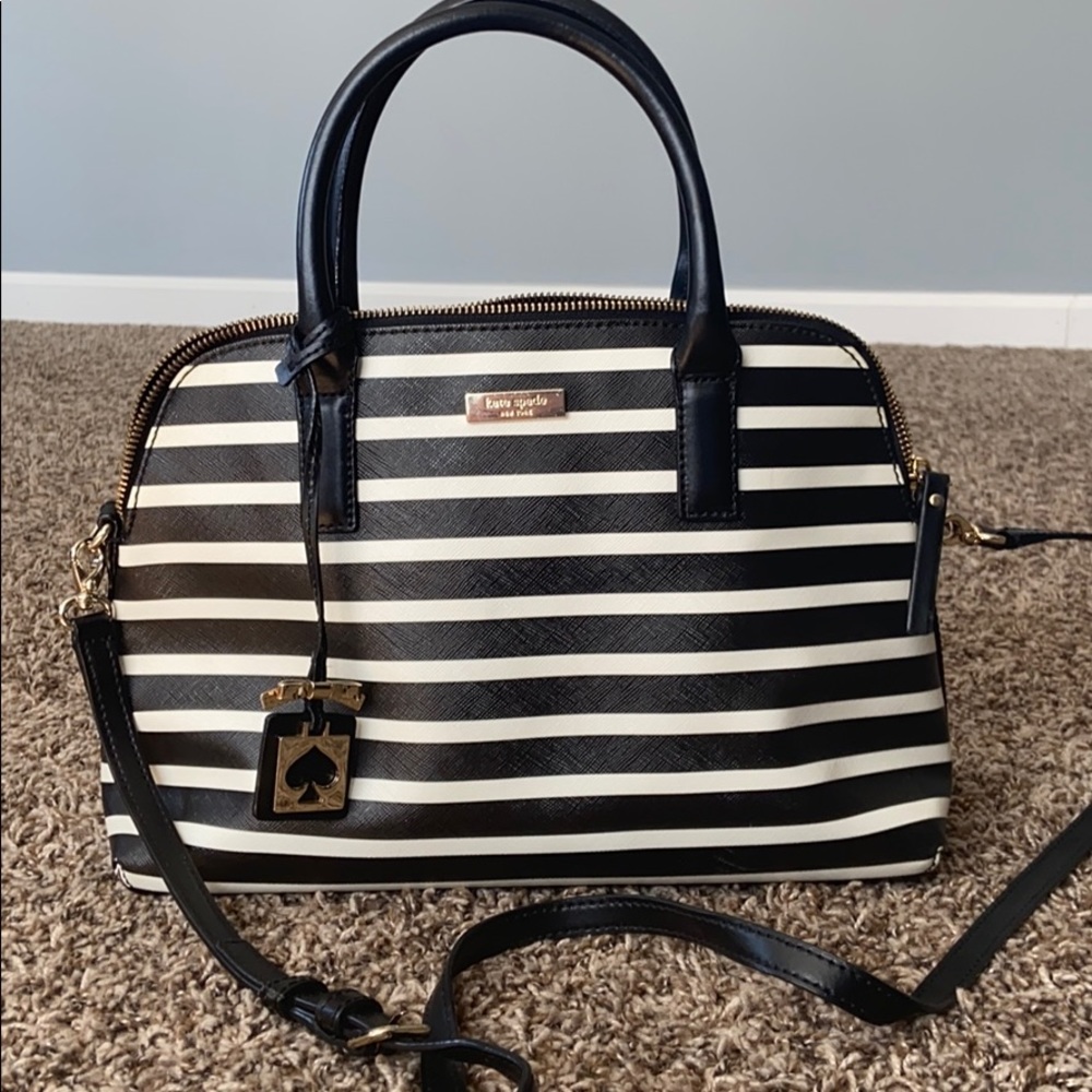 STILL AVAILABLE- Black and white striped Kate Spade Bag!